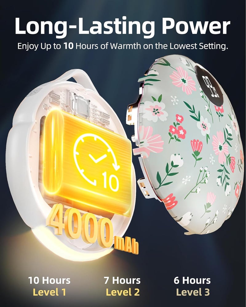 FrSara Rechargeable Hand Warmer, Electric Hand Warmer Hangable w/ 4000mAh Last 10 Hours, 3-Level Heat, Strip, Light, Display, Stocking Stuffers Gift for Camping Skiing Raynauds & Christmas - Image 4